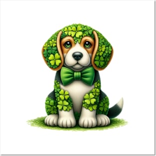 Clover Beagle Dog St Patricks Day Posters and Art